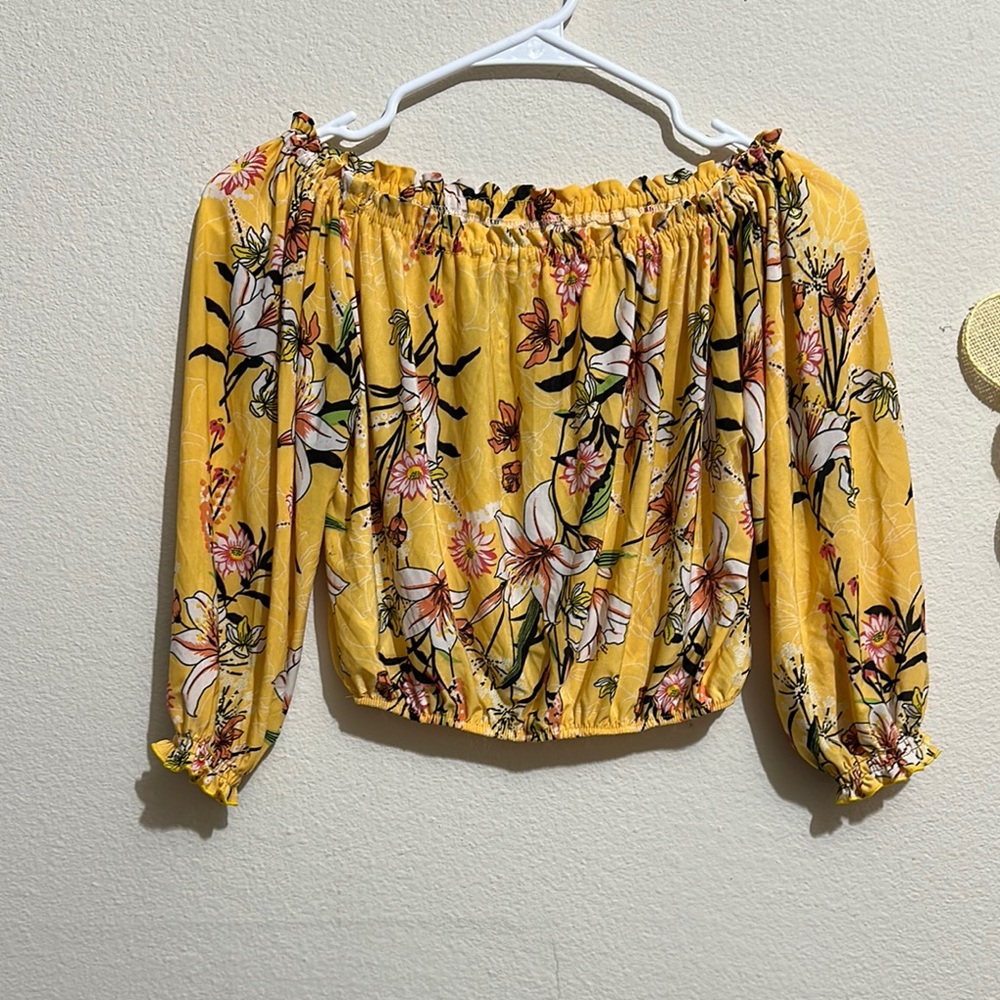 Yellow Floral Long Sleeve Blouse